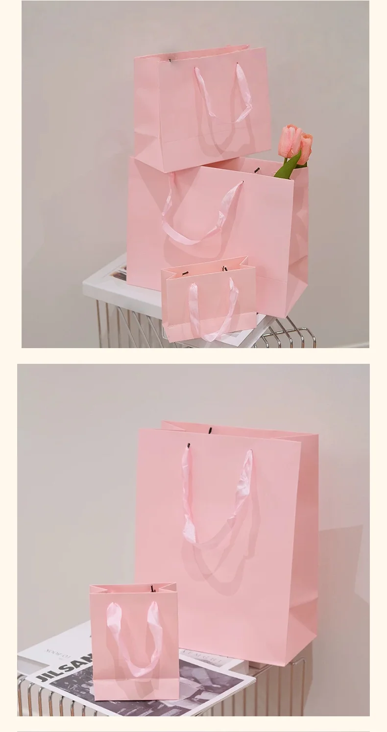 10 Stück rosa Kleidertaschen, Geschenktüten für Feiertage, Geburtstagsfeiern, Geschenkverpackungstaschen, mit Möglichkeit, Logo zu drucken – Detail 6