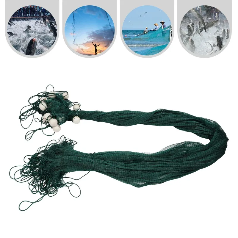 3*20m/10*65ft Fishing Net with Weight & Float Fishing Drag Net 0.59in Fishing Mesh Bag Hand Throw Net for Seining Minnows Shiner