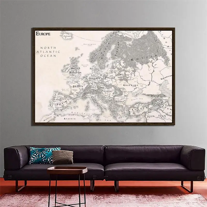 150x100cm The Europe Map Non-woven Canvas Painting Unframed Print Wall Art Poster Living Room Home Decoration School Supplies