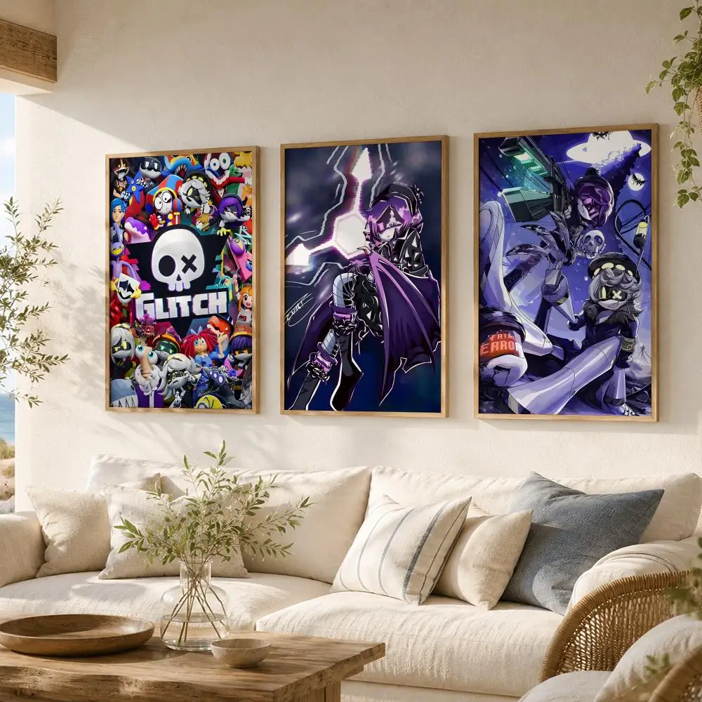 Game M-Murder Drones Anime Poster Stickers HD Painting Self-Adhesive Art for Bedroom Living Room Home Decor Wall Decals Gift