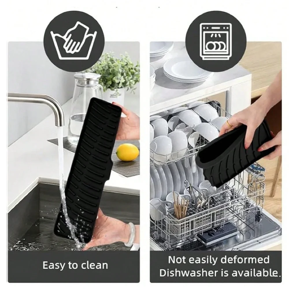 Silicone Faucet Splash Pad Kitchen Foldable Drainage Mat Multipurpose Toilet Soap Storage Slope Design for Rapid Drainage