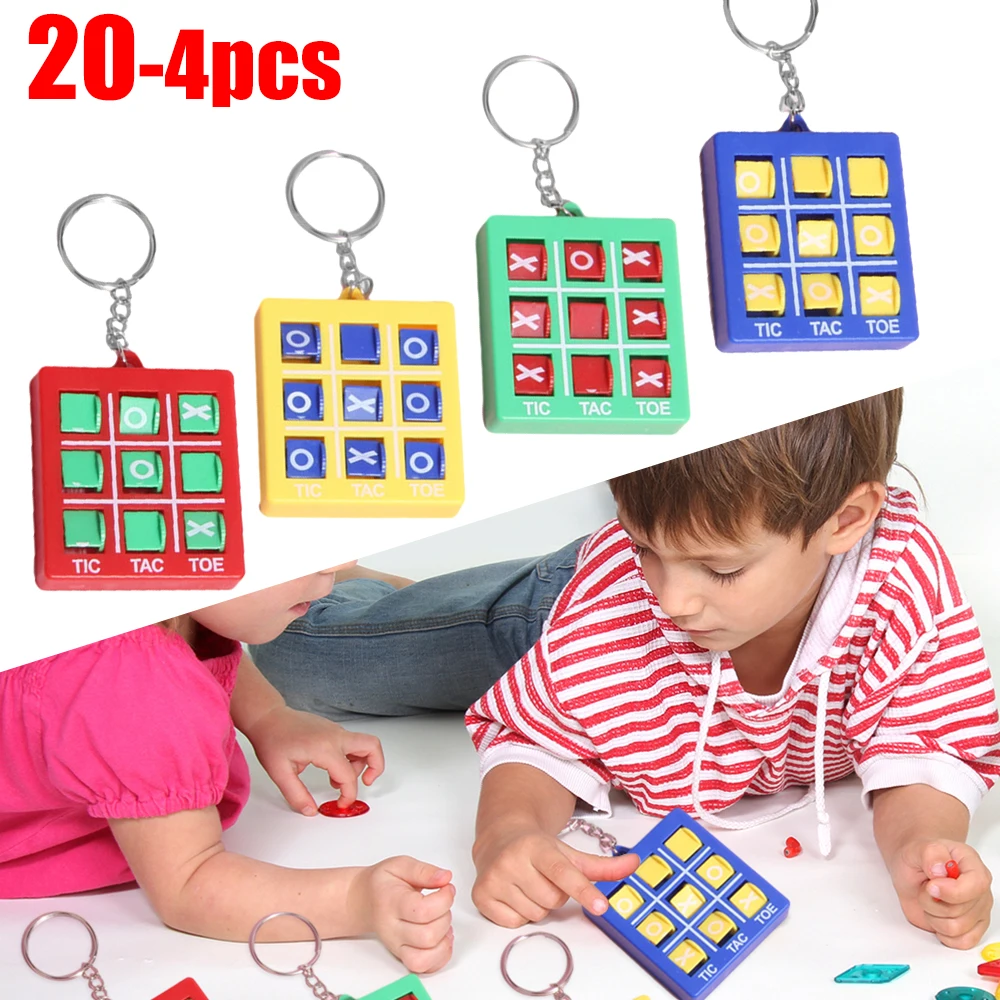 20-4 stücke bunte Tic Tac Toe Schlüssel bund Kind Puzzle Spiele Spielzeug Geschenke für Hochzeits gäste Halloween Weihnachts geschenke Party liefert