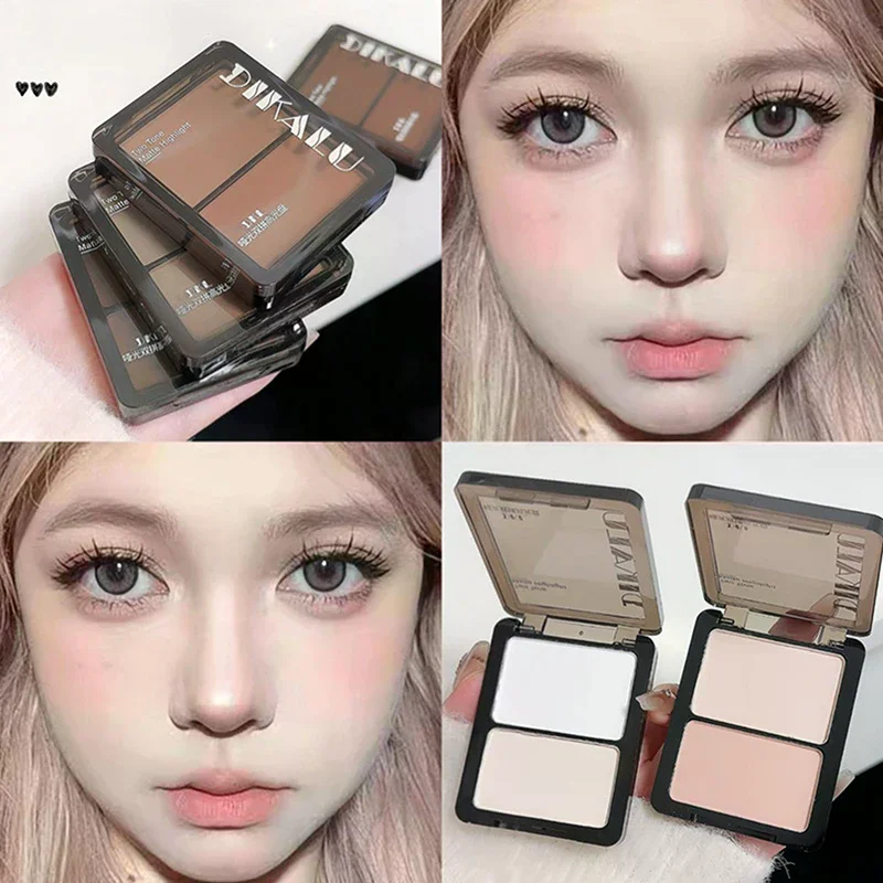 DIKALU Contour Palette 3D Facial Bronzer Cosmetic Face Shading Powder Two-toned Lasting Matte Nose Shadow Makeup Cosmetics