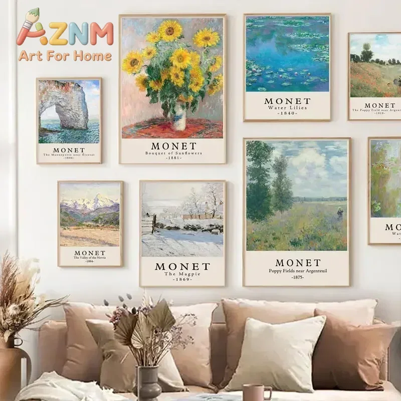 Abstract Claude Monet Canvas Poster Garden Landscape Museum Paintings Portrait Print Wall Art Picture for Living Room Home Decor