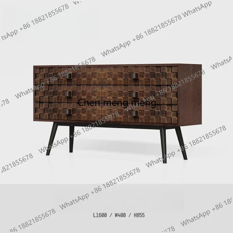 YL  Medieval solid wood six-bucket cabinet against the wall storage living room bedroom home retro dining side cabinet