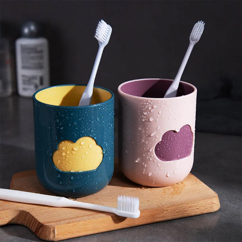 

4-Color Cloud Pattern Toothbrush Cups Portable Home Bathroom Accessories Plastic Creative Thicken Washing Mouth Storage Cups