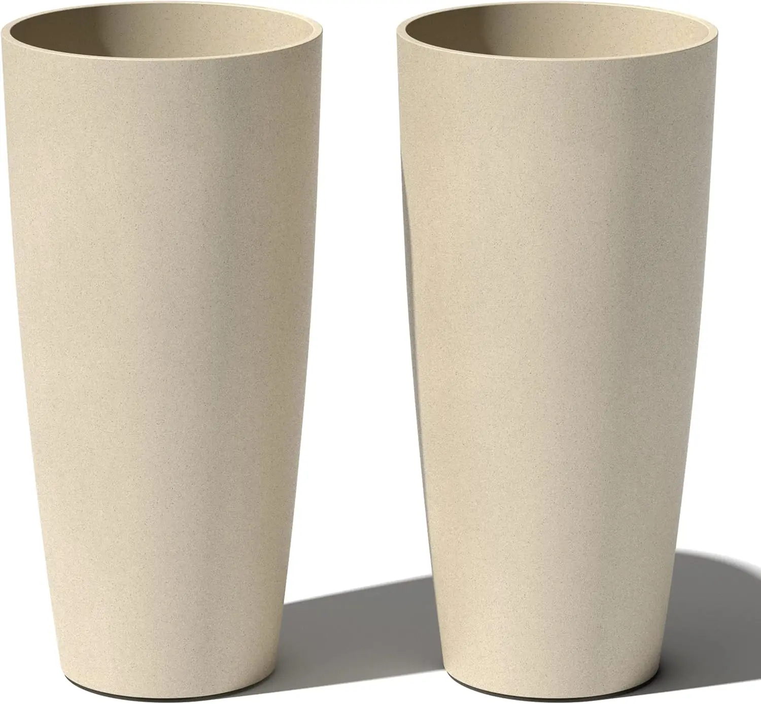 

Series Vega Planter - Round Tall Planter for Indoor or Outdoor Porch/Patio | Made from Plastic & Concrete with Drainage Holes