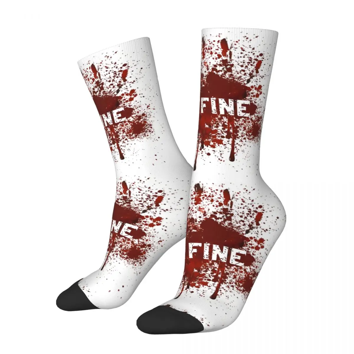 I AM Fine Blood Bloody Men Socks Windproof Novelty Spring Summer Autumn Winter Stockings
