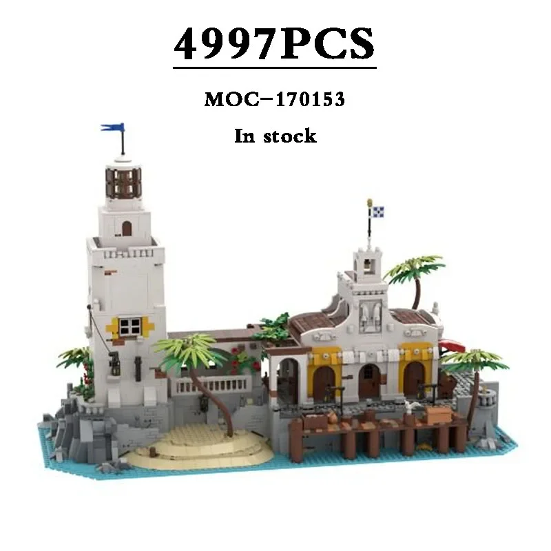 MOC-170153 Eerste Toren Santa Maria Puerto Licht Street View Eiland Haven Stad Bouwsteen Speelgoed 4997 Stuks Diy Kerstcadeaus