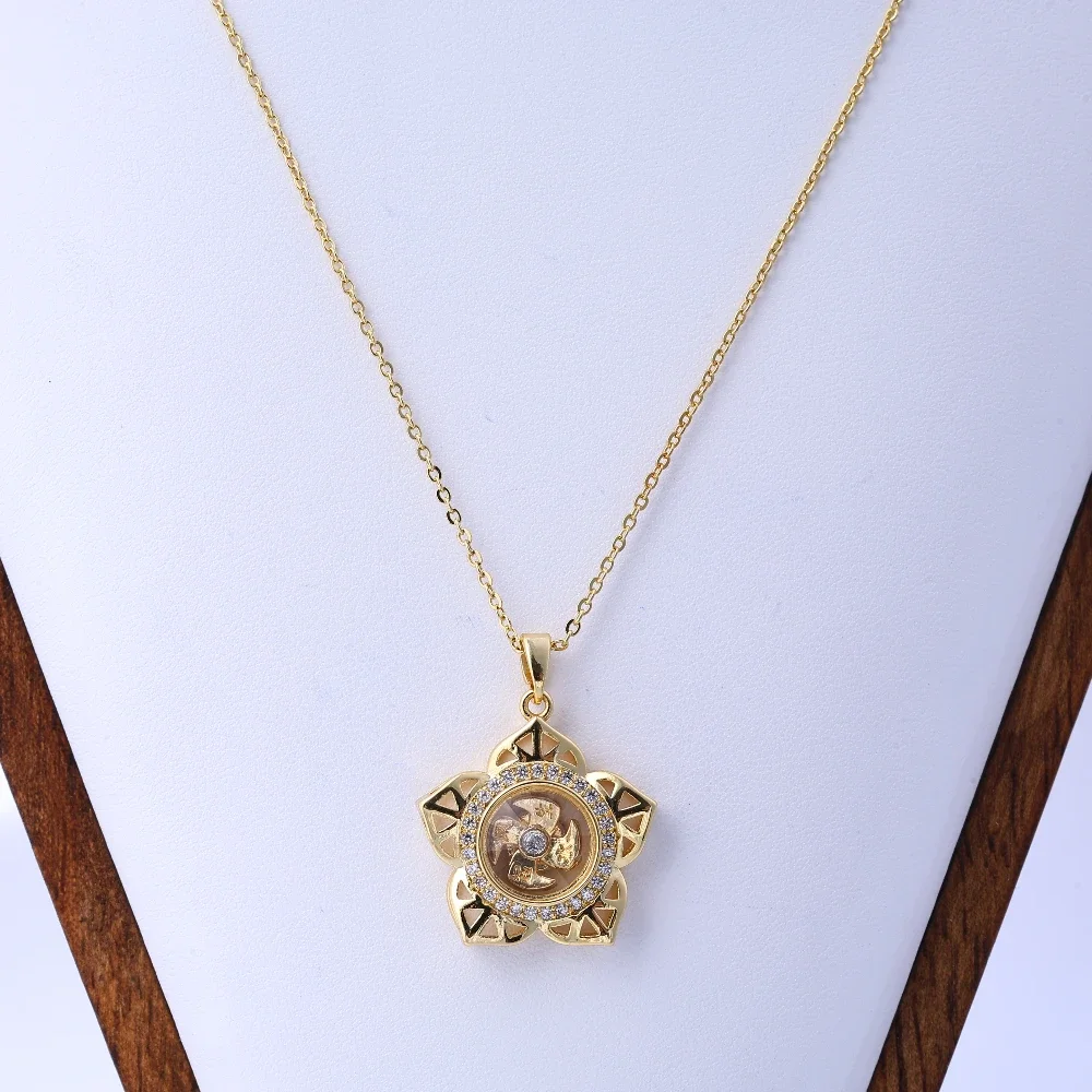 قلادة دوارة مرصعة بالألماس مستوحاة من الطراز القديم |   قلادة مجوهرات للجنسين للزينة الأنيقة
