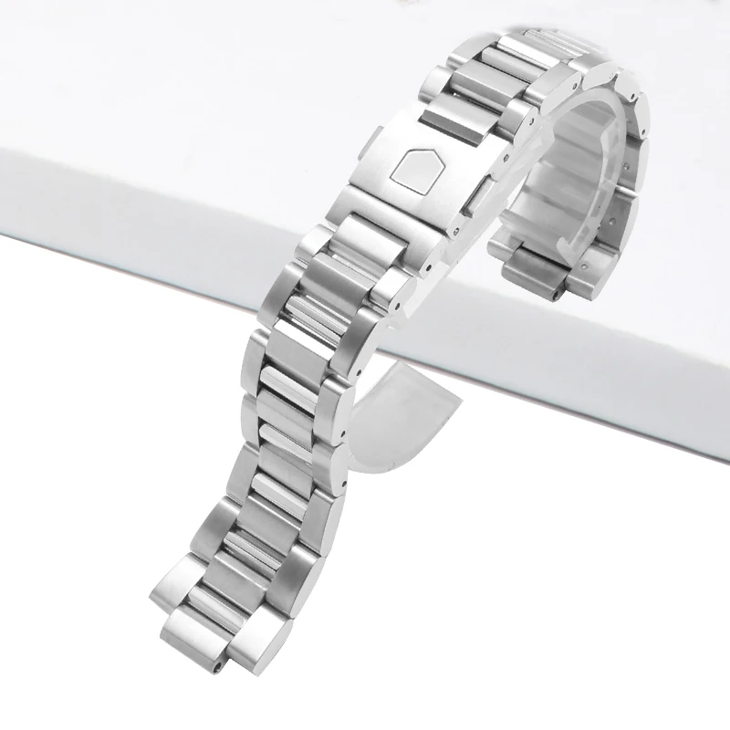 For Tag Heuer Calera Series Watch Accessories Band Steel Silver Black Bracelet Solid Stainless Steel Watch Strap 22mm 24mm