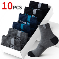 Cotton Sock for Men Sport Breathable Soft Letter Fashion Sneakers High Elastic Middle Tube Stocking Towel Sox Summer Running