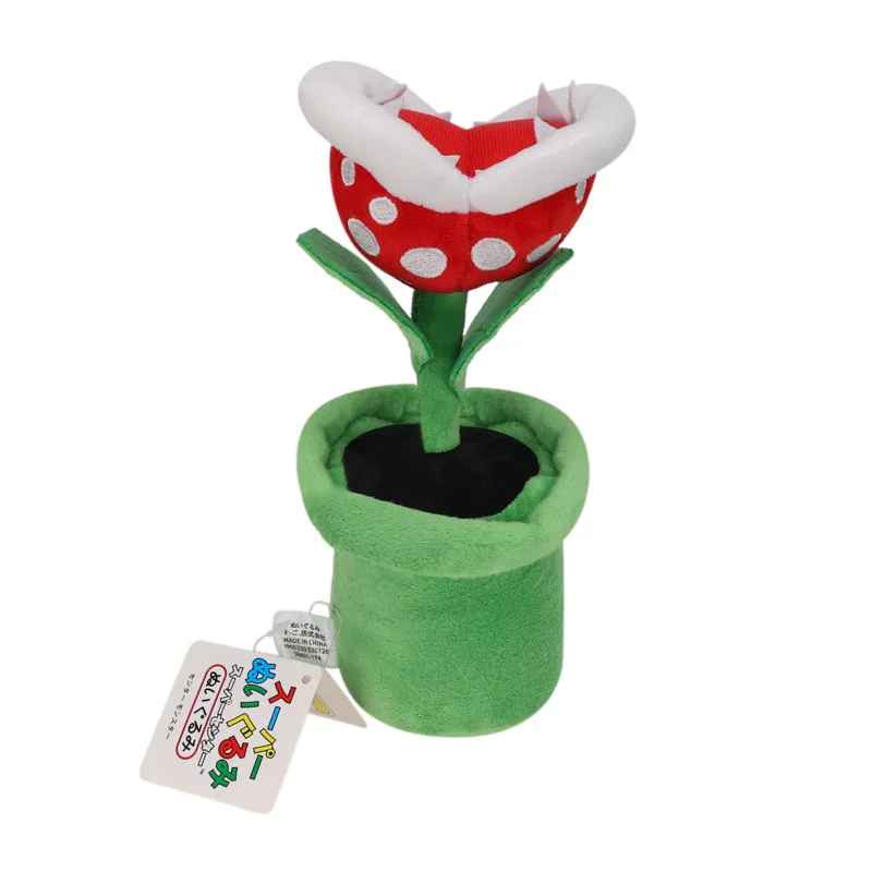 20cm Kawaii Game Super Mario Bros Hobby Man-Eating Flower Pot Cartoon Big Mouth Flower Home Scene Decoration Doll Collection