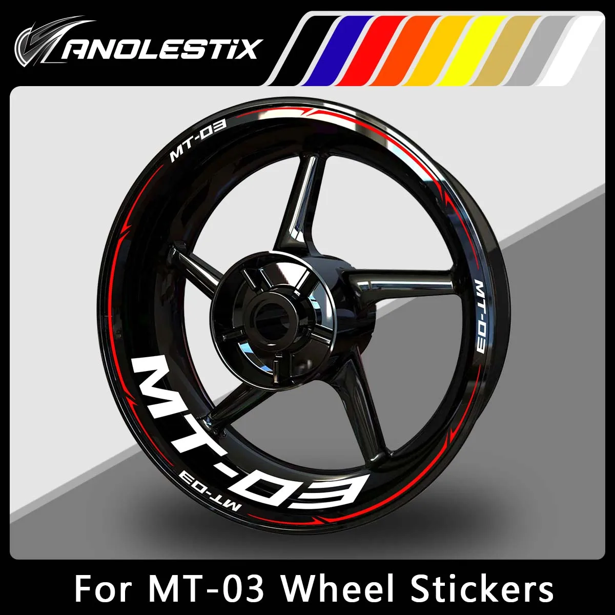 

AnoleStix Reflective Motorcycle Wheel Sticker Hub Decal Rim Stripe Tape For YAMAHA MT-03 MT03