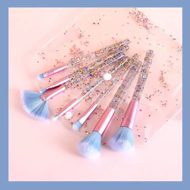 7pcs transparent glitter star sequins crystal quicksand handle makeup brush set eye set eyeshadow brush Makeup