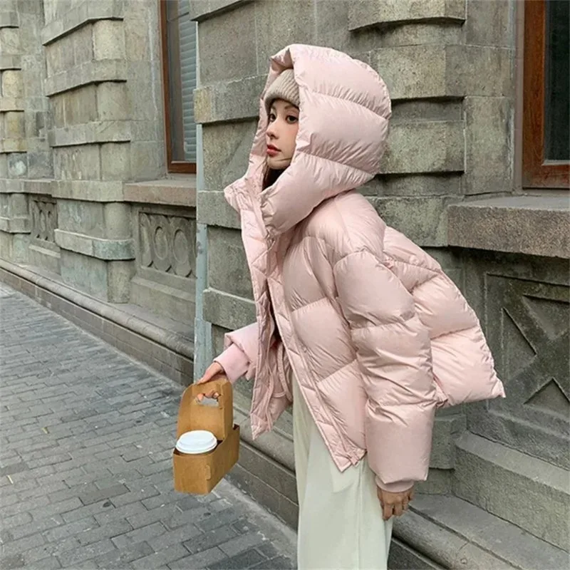 

Зимняя женская куртка в корейском стиле, осенне-зимняя модная утепленная парка из хлопка, укороченная теплая повседневная свободная куртка с капюшоном для женщин