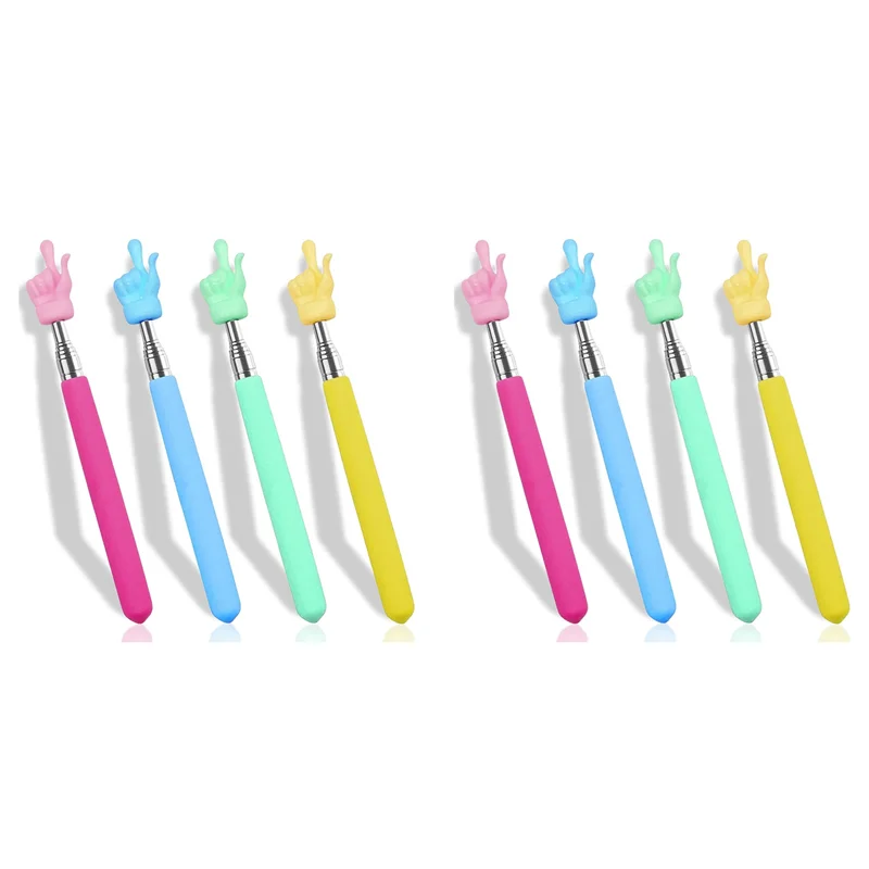 LICE-8PCS Retractable Teacher Pointer For Classroom Kids Reading, Mini Extendable Hand Pointer Finger Pointer Stick