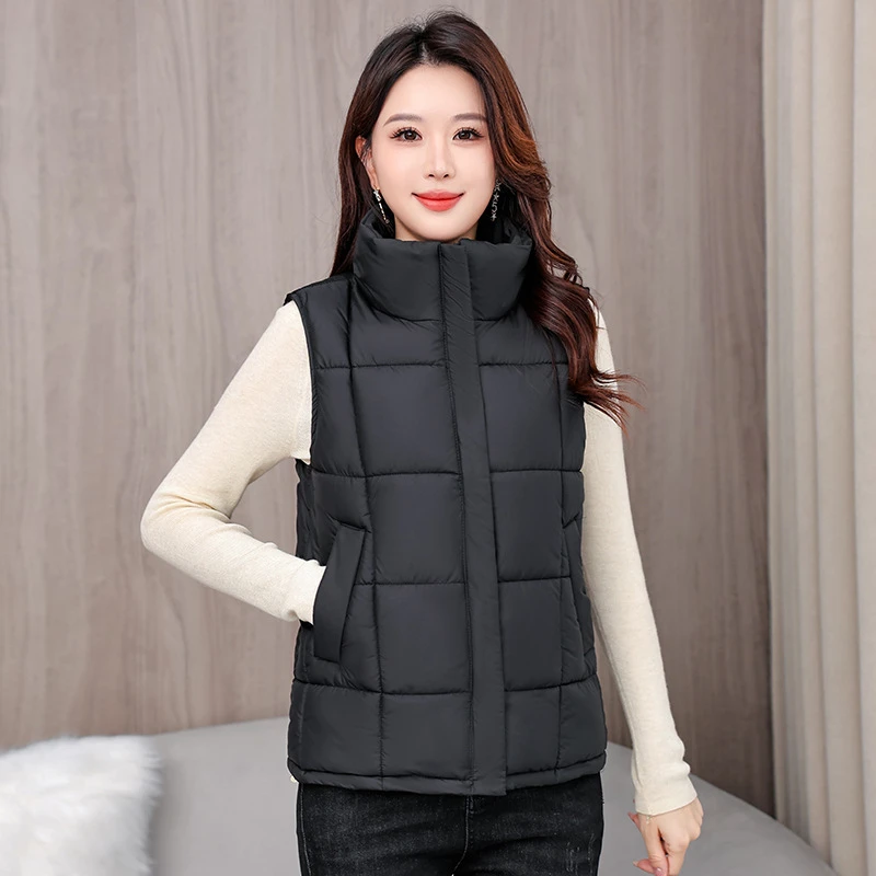 

Осень-зима 2022, новый короткий пуховый хлопковый жилет для мам, стеганые куртки, женские корейские версии, повседневный широкий хлопковый жилет, толстый теплый