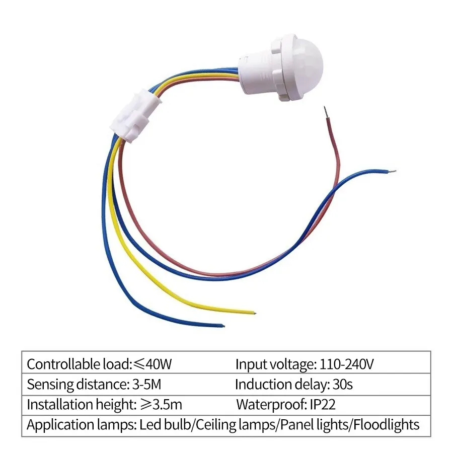 AC 220V 110V LED PIR Infrared Detector IR Infrared Motion Sensor Switch Adjustable Time Delay Switch for Home Lighting Induction