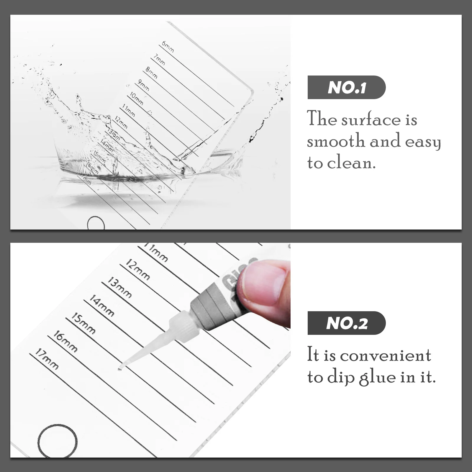 

Acrylic False Eyelash Display Board Length Marked Lash Storage Organizer Suitable for Makeup Artists Beauty Salon Eyelash