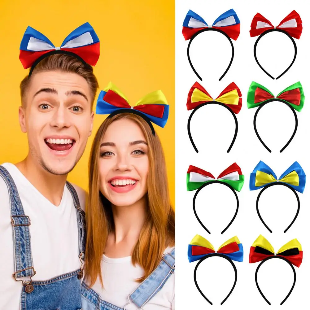 Football Cheering Hair Hoop Decorative Kids Party Headband Bow Decor Soccer Themed Nation Flag Color Headband Party Hair Hoop