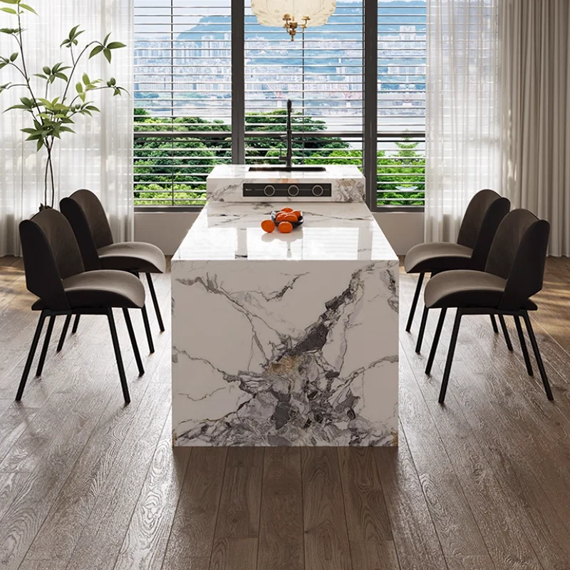 Utilità di estensione delle isole da cucina con piano in marmo nordico Gambe da 75 cm Isole da cucina regolabili Mobili moderni di lusso Islas De Cocina