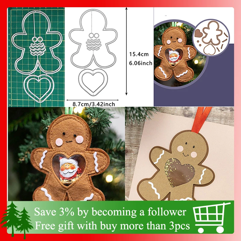 Christmas Gingerbread Man Metal Cutting Dies, Stencils, Paper Decor, Penguin Craft , DIY Scrapbooking Supplies, New Arrival, 202