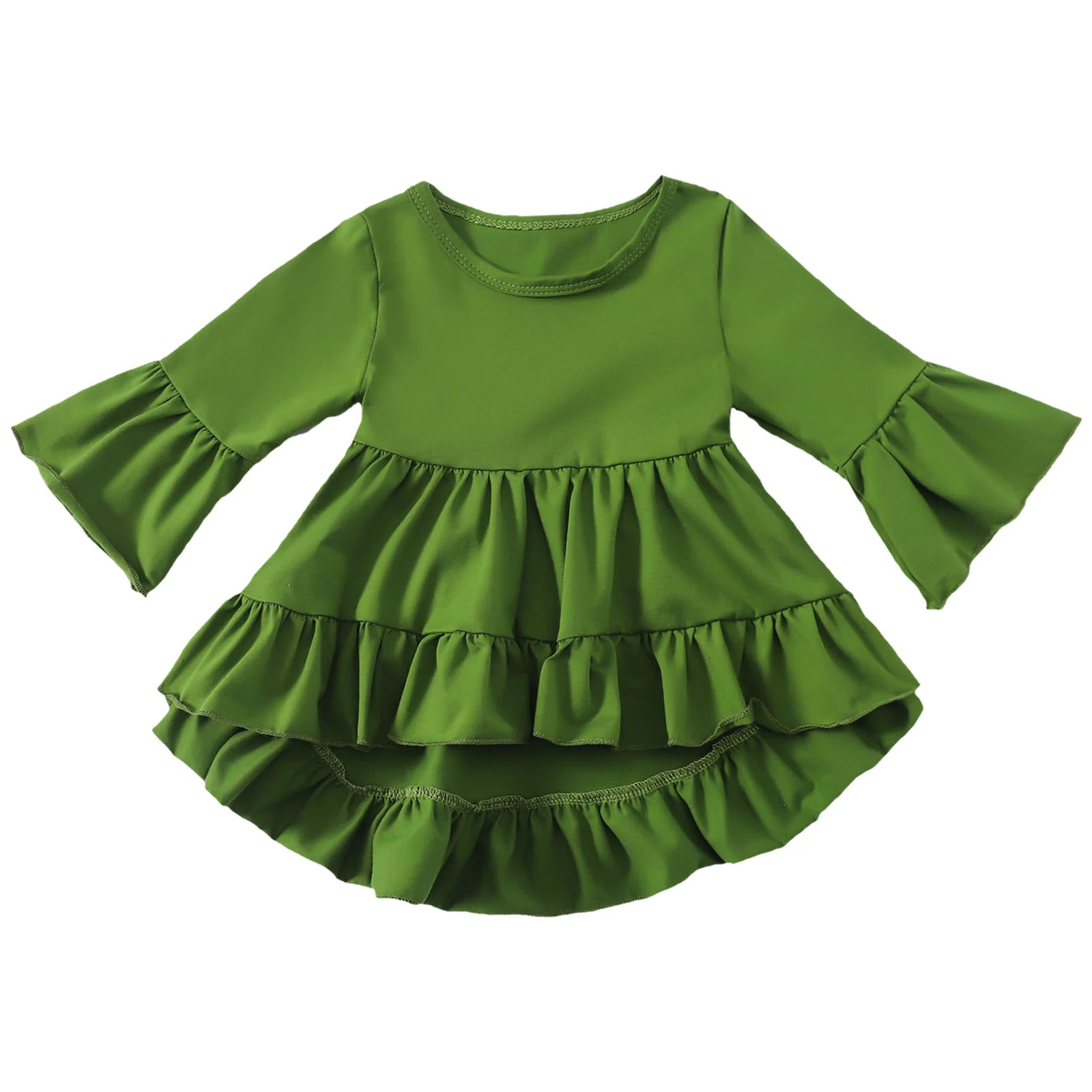 

Toddler Fall Outfit Infant And Toddler Solid Color Round Neck Bottoming Shirt With Trumpet Sleeves Short Front And Nice T Shirt