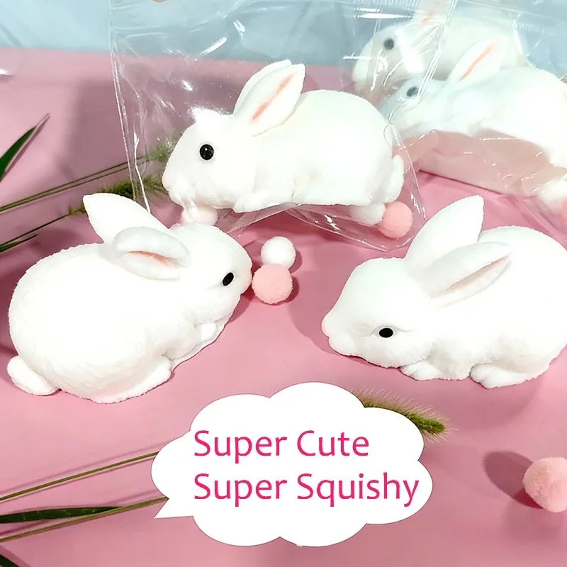Squishy Niedlicher Häschen-Quetschball Weiches Kawaii Kleines Weißes Kaninchen Fidget-Spielzeug Anti-Stress Handentspannungs-Geschenkspielzeug