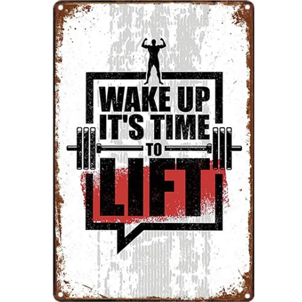 

Retro Design Wake Up It’s Time to Life Tin Metal Signs Wall Art|Thick Tinplate Print Poster Wall Decoration for Gym