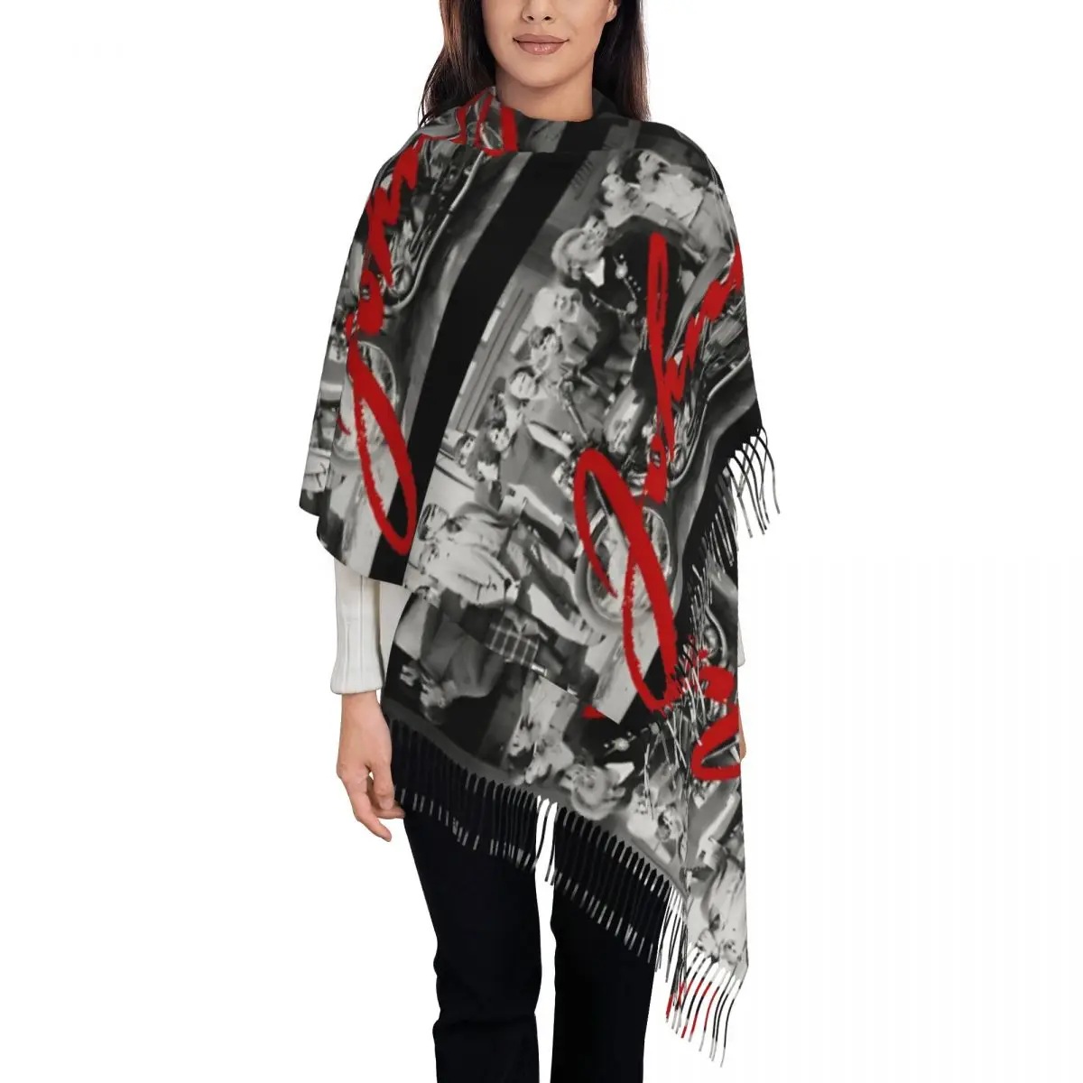 

Johnny Hallyday Singer Rock Shawl Wrap Женский зимний большой длинный шарф Шаль из пашмины Шарфы