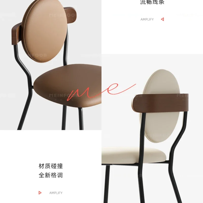 Ins Cream Style Accent Dining Chair Kitchen Home Designer Chair Minimalist Design Iron Wrought Back Cadeiras Furniture