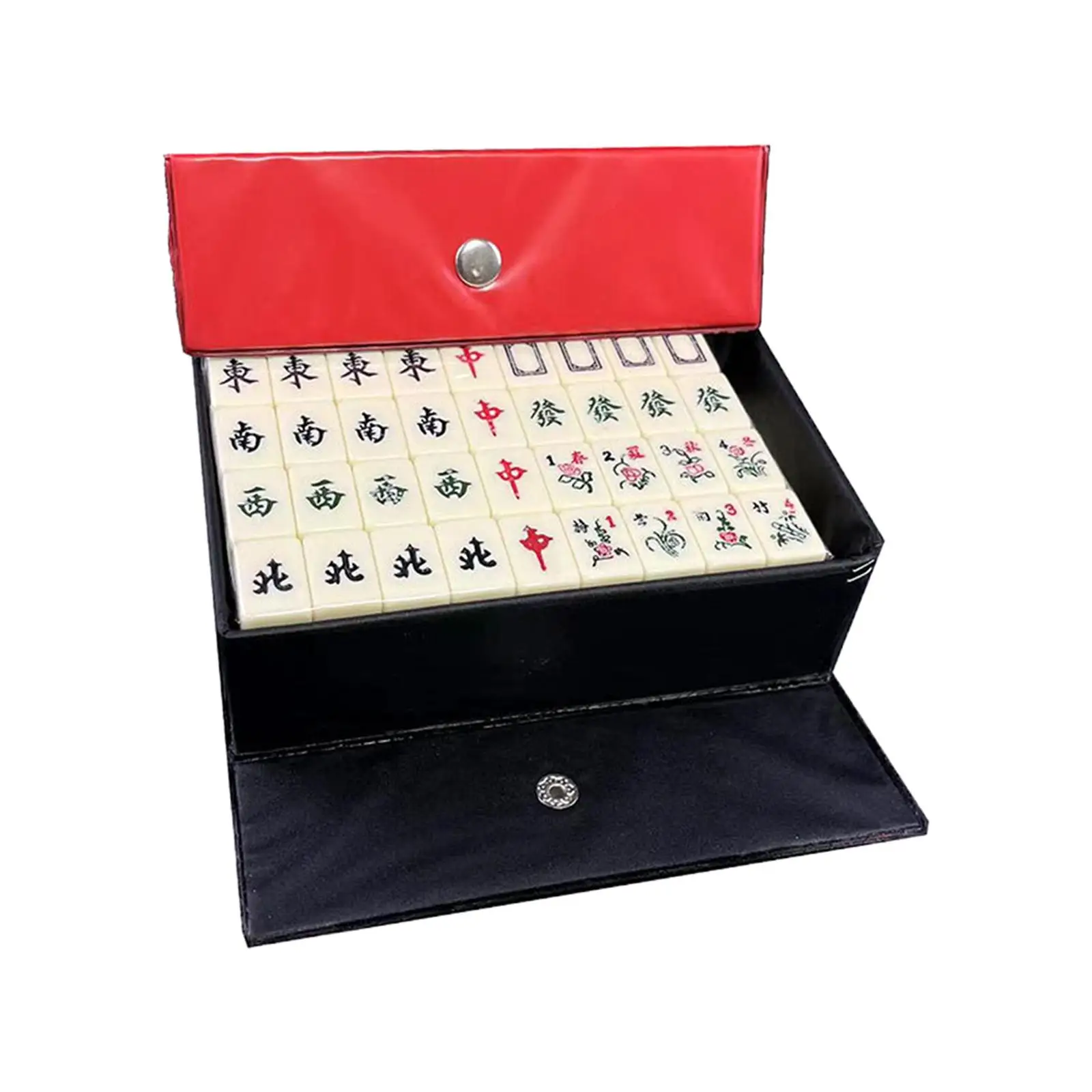 Traditional Portable 144 Tiles Acrylic Mahjong with Carrying Case Leisure Time Game Chinese Mahjong Game Set for Family Party