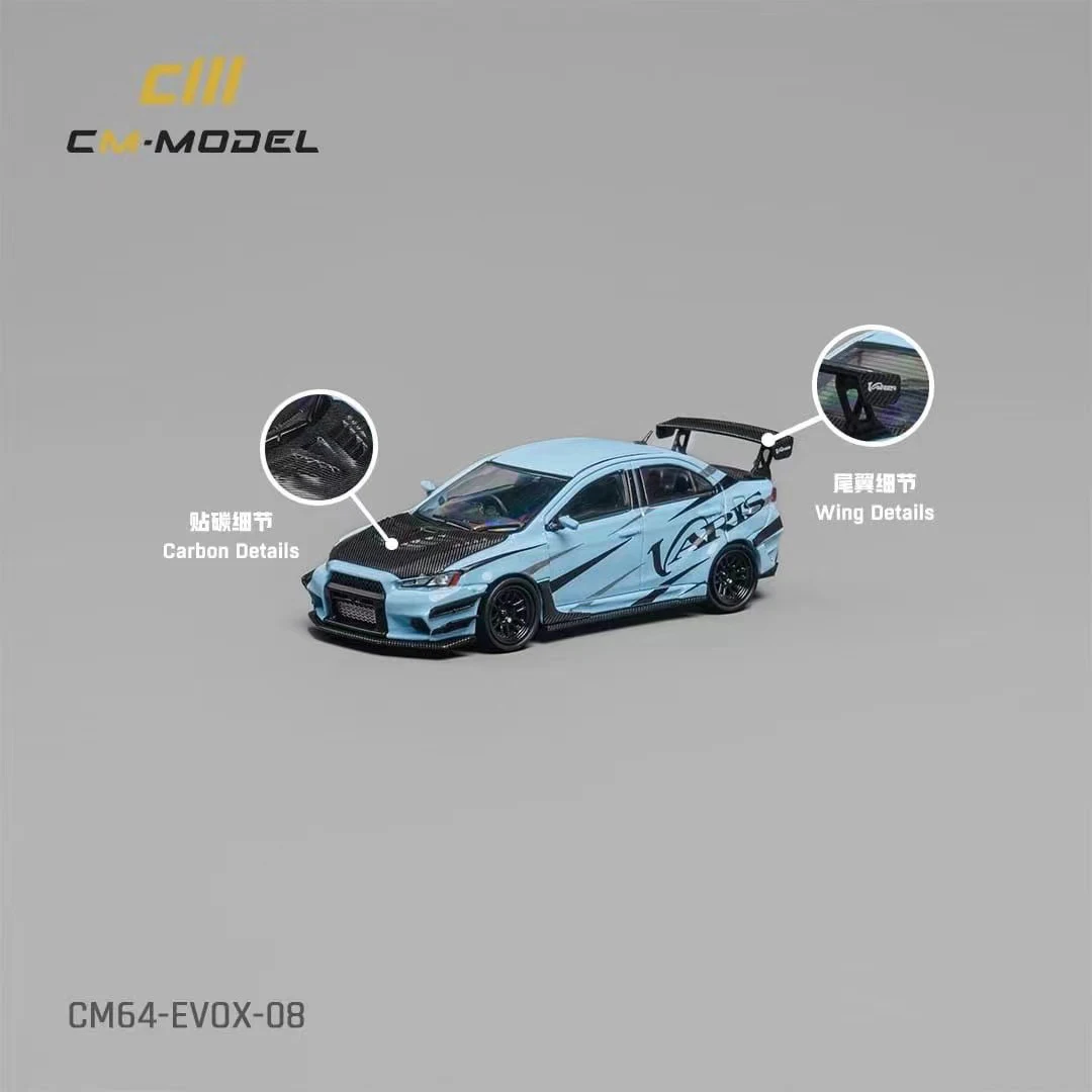 

CM In Stock 1:64 Lancer Evolution EVO X CZ4A Varis Light Blue Diecast Diorama Car Model Collection Miniature Toy