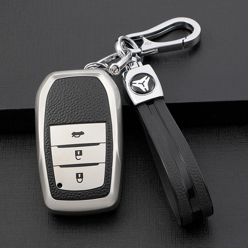 

3-кнопочный чехол для автомобильного ключа, кожаный брелок для ключей, кольцо для ключей для Toyota C-HR CHR C HR 2016-2021 Запчасти