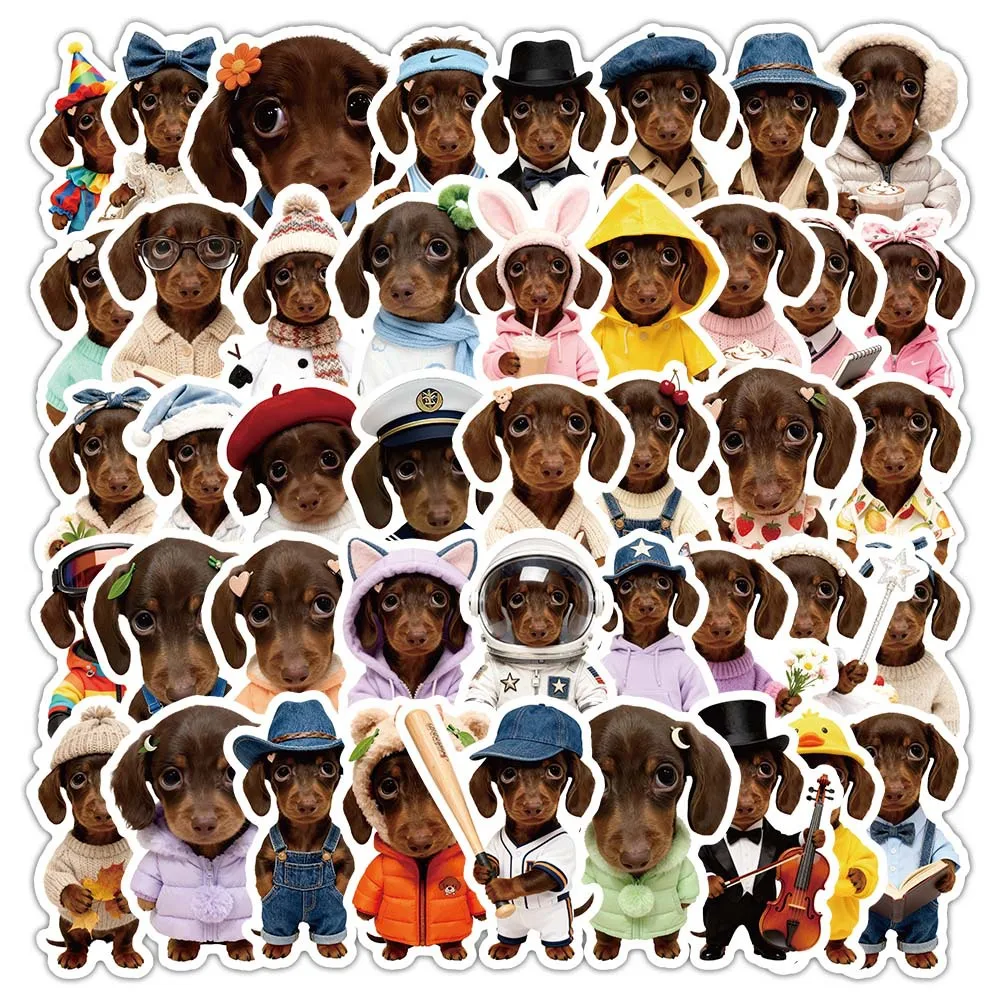 50pcs Dress Up Dog Stickers Dog New Clothes Graffiti Decor DIY Mobile Skateboarding Waterproof Guitar Stickers Cell Accessories