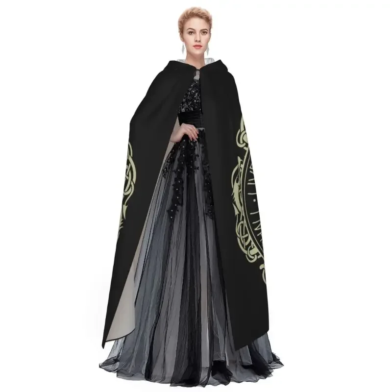 Customization Viking Nordic Celtic Symbol Hooded Cloak Unisex Polyester Hood Cloak Witch Costume Cosplay Cape