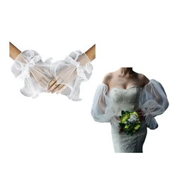 Gorgeous Women White Lace Sleeve Wedding Party Bride Long Arm Sleeve Cover