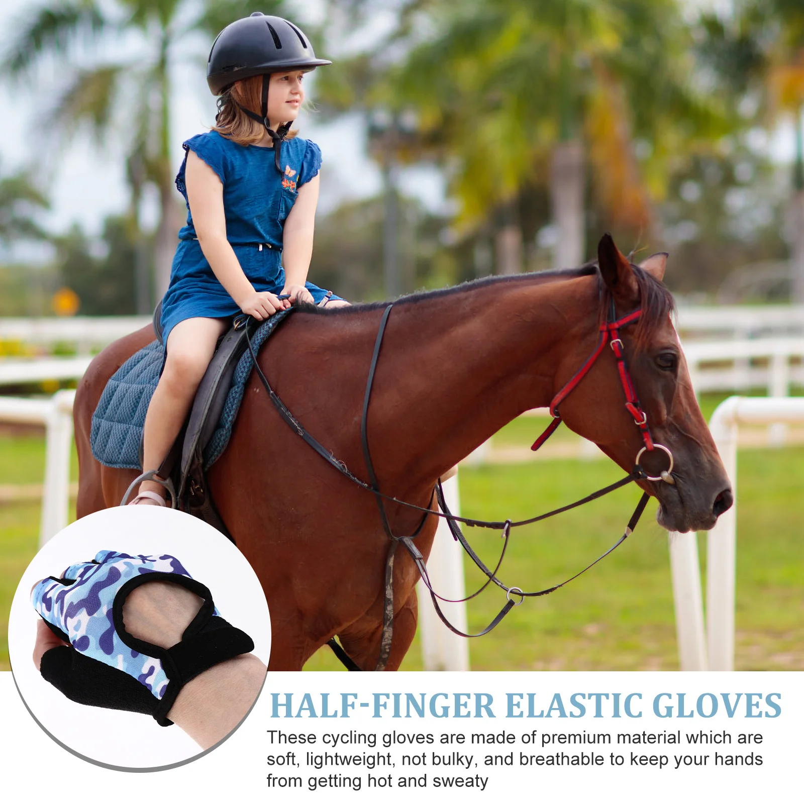 1Pair Kids Half Finger Non Slip Breathable Bike Gloves Durable Comfortable Sports Gloves for Cycling Riding Outdoor