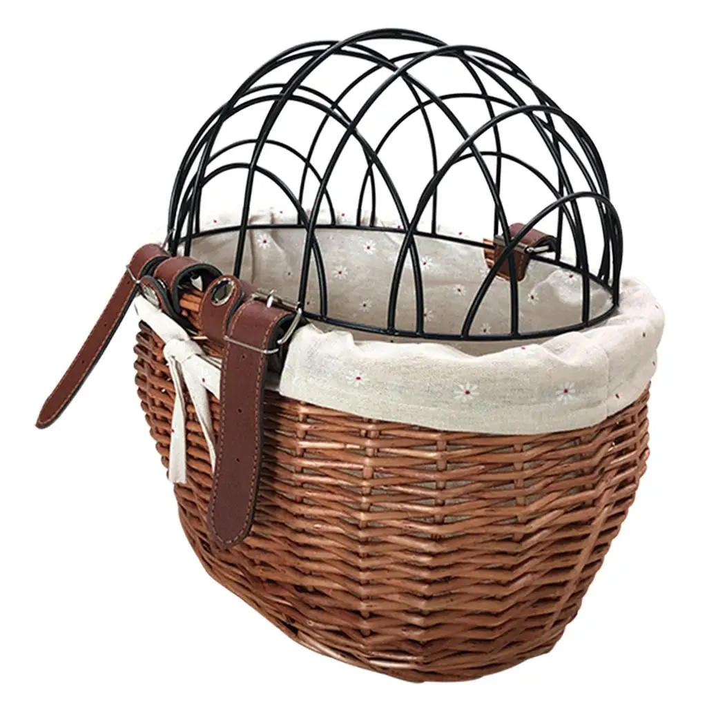

Bike Basket Wicker Hand-Woven Handlebar Basket Shopping Basket