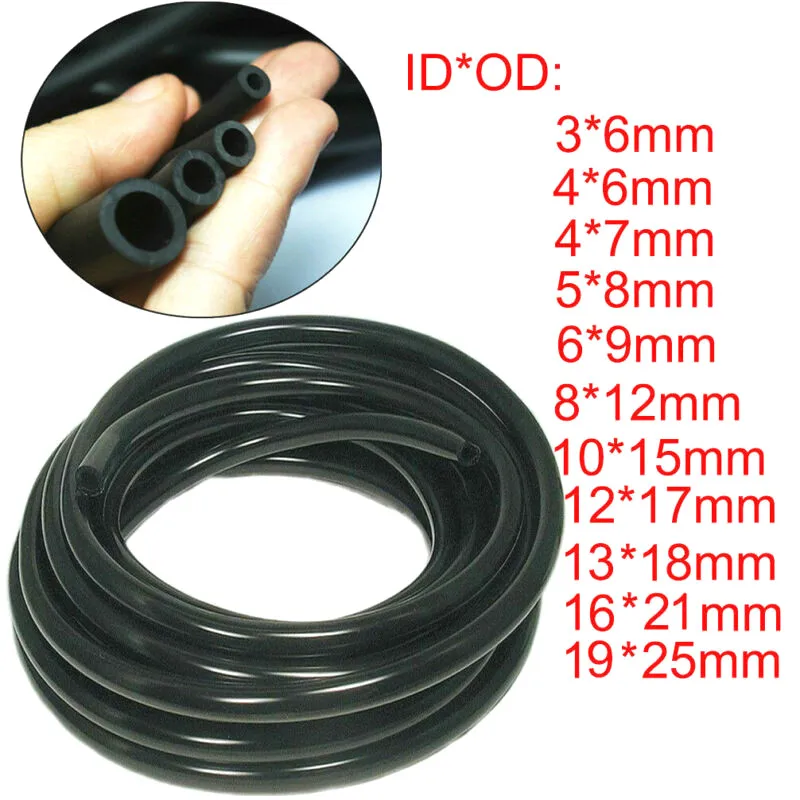 Black Smooth Nitrile Rubber Fuel Tubing Petrol Diesel Oil Line carburetor Hose Pipe 1/3Meter 3mm~19mm