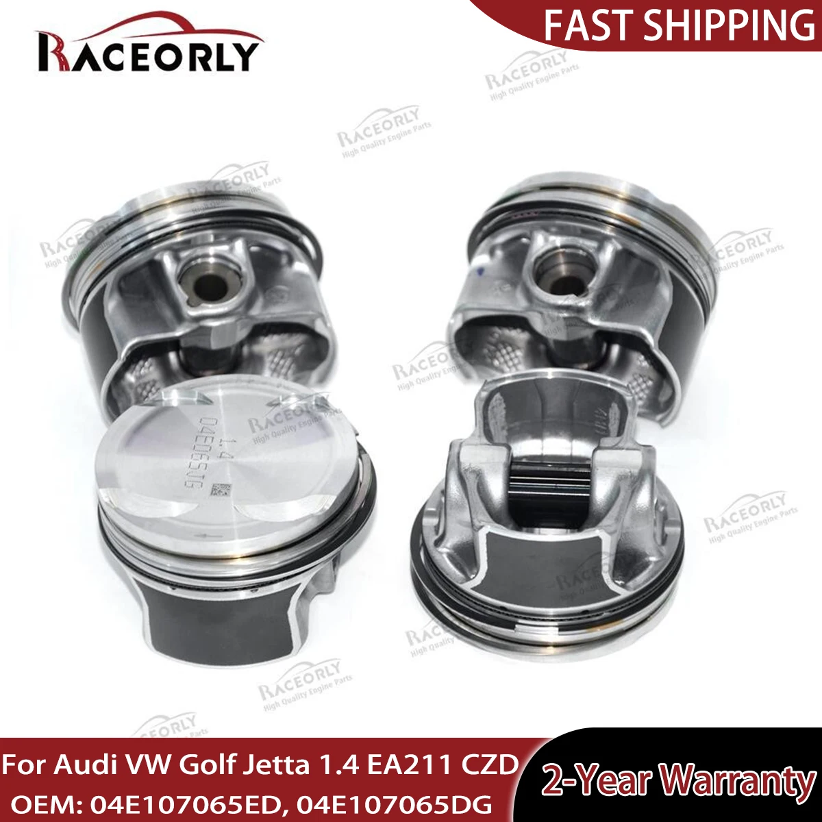 RACEORLY 4PCS 04E107065ED 04E107065DG Pistons Rings STD For Audi A1 A3 VW Golf Jetta 1.4 EA211 CZD 74.5mm