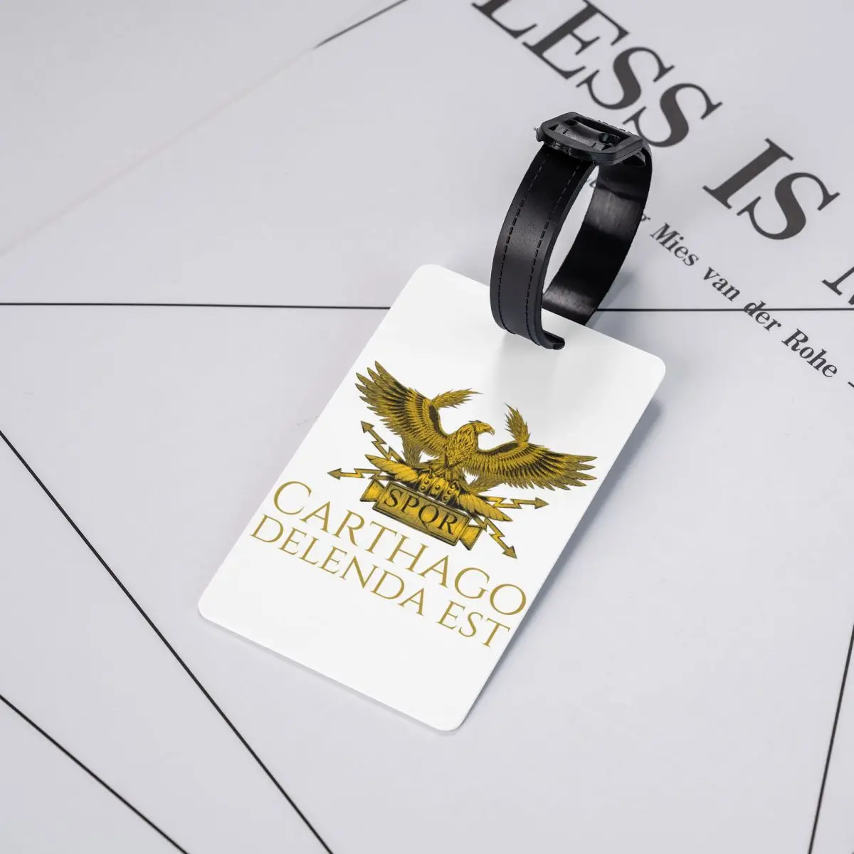 Classical Roman  Carthago Delenda Est Latin Quote Luggage Tag Imperial Golden Eagle Travel Bag Suitcase Privacy Cover ID Label