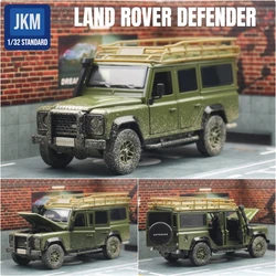 1/32 Land Rover Defender Adventure Toy Car Off Road SUV Miniature Model JKM Diecast Metal Pull Back Collection for Boy Children