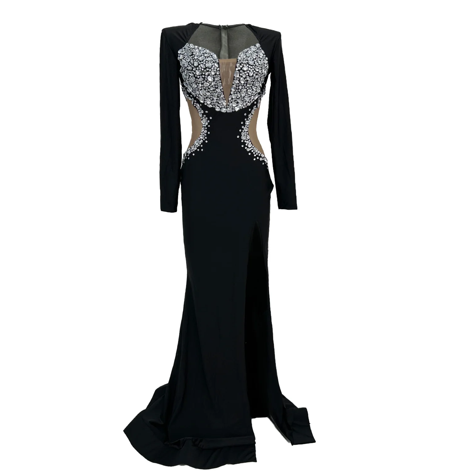 Wuyu Black Velvet Dress Sexy Hhollow Slit Fishtail Skirt Celebrity Red Carpet Runway Skirt Wedding Dress Birthday Party Dress