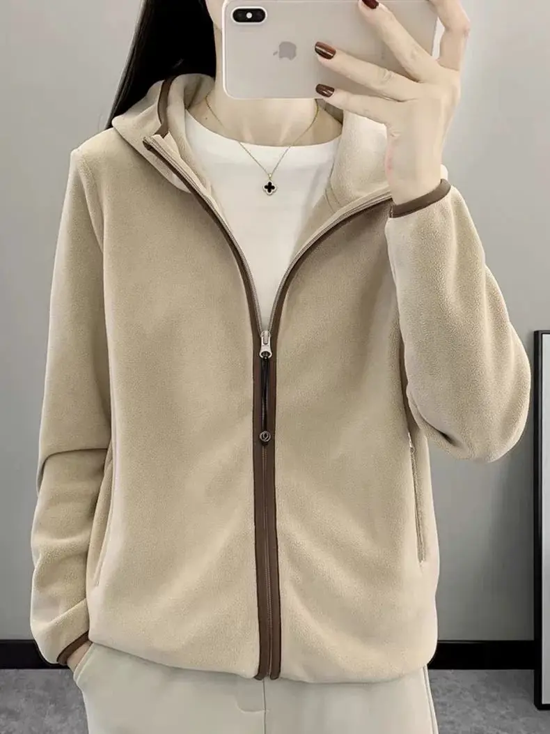 

plus Size Hoodie Sweatirt Women's Casual Fce Lined Autumn Winter Warm Loose Fit Spor Streetwear Sle Zipper Closure