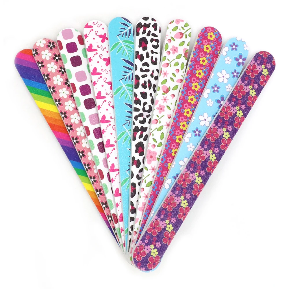 5/10Pcs Coated Abrasive Nail Files 180/180 Grit Sanding Buffing Polishing Sticks for Natural Nails Art Emery Board Manicure File