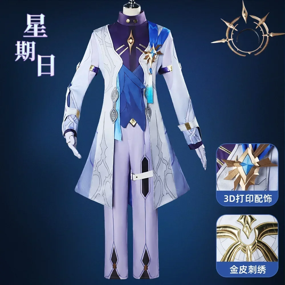 Game Honkai Star Rail Sunday Cosplay Costume Mr. Sunday Costume Uniform Suit Outfits Wig Prop Anime Role Play for Man