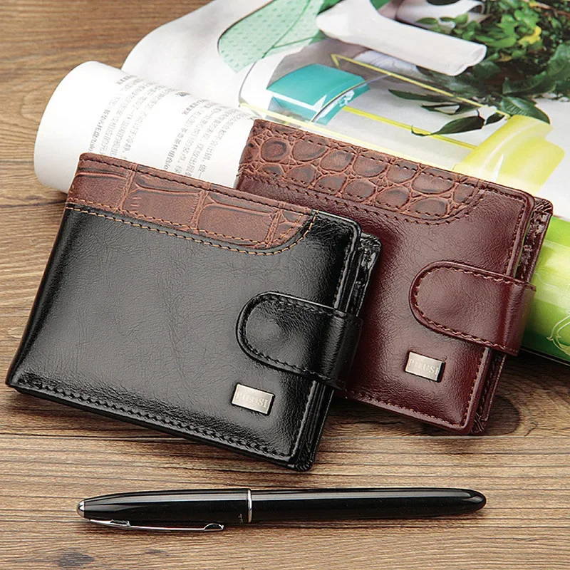 

New Brand Trifold Wallet Men Clutch Money Bag Patchwork Leather Men Wallets Short Male Purse with Coin Pocket Card Holder