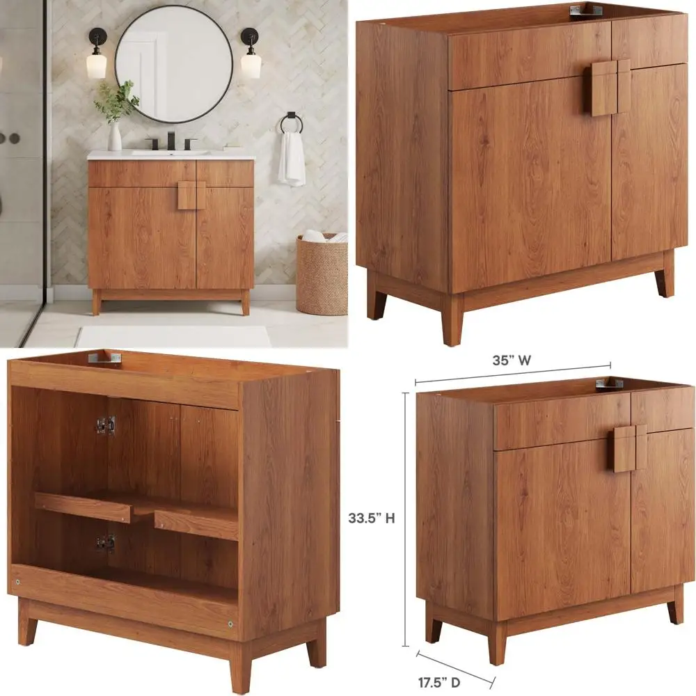 

36" walnut modern bathroom vanity cabinet without sink basin